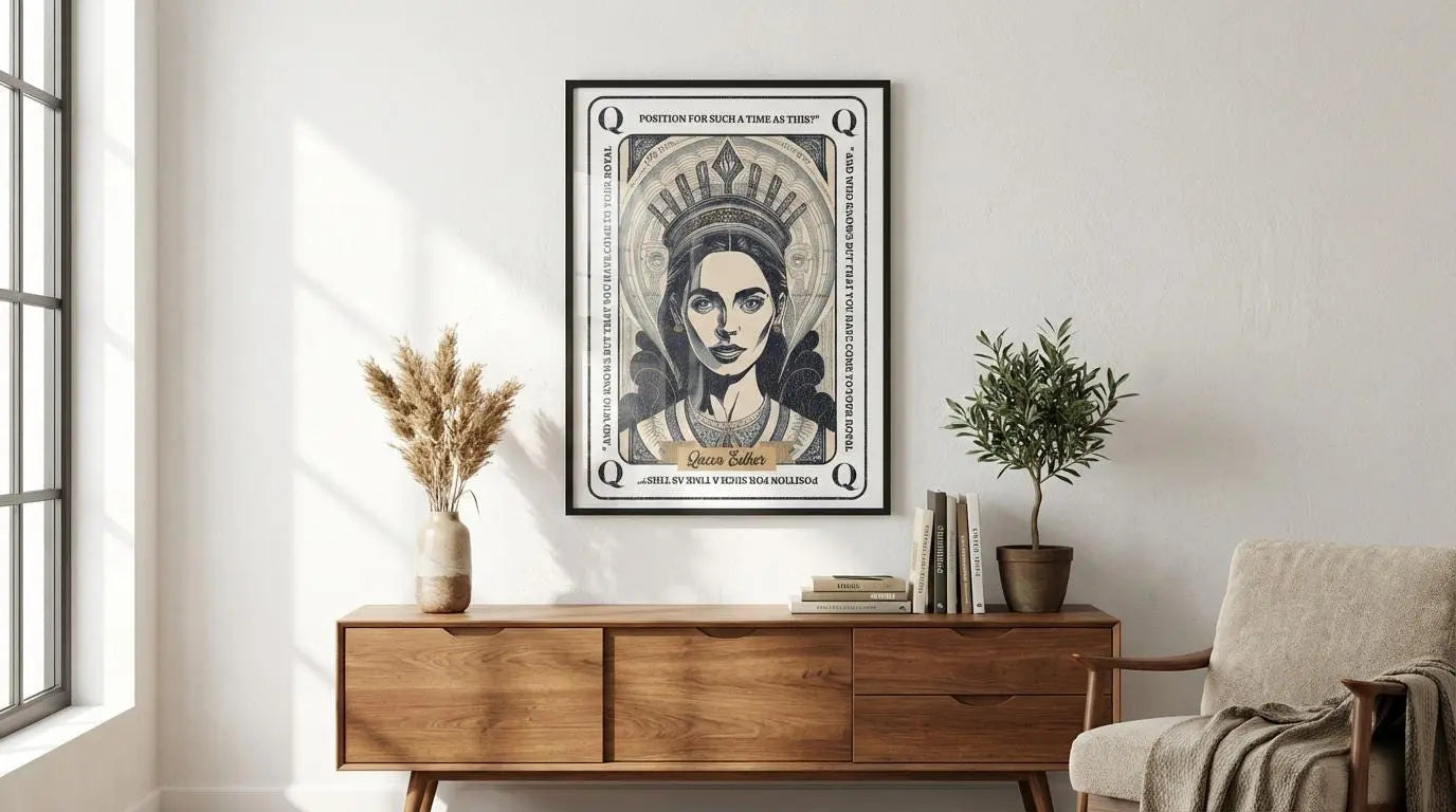 Queen Esther Framed Wall Art Print, For Such a Time as This Bible Verse, Christian Scripture Decor, Inspirational Faith Artwork