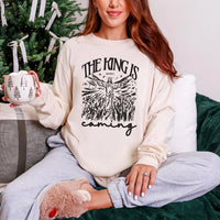 Christian Long Sleeve Shirt | The King Is Coming Bible Verse Crewneck | Faith Long Sleeve Shirt | Easter Shirt | He is Risen Crewneck