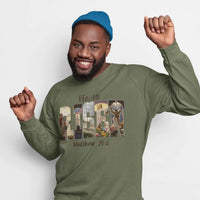 He Is Risen Christian Sweatshirt | Matthew 28:6 Faith Crewneck | Resurrection of Jesus Graphic Clothing | Easter Christian Apparel