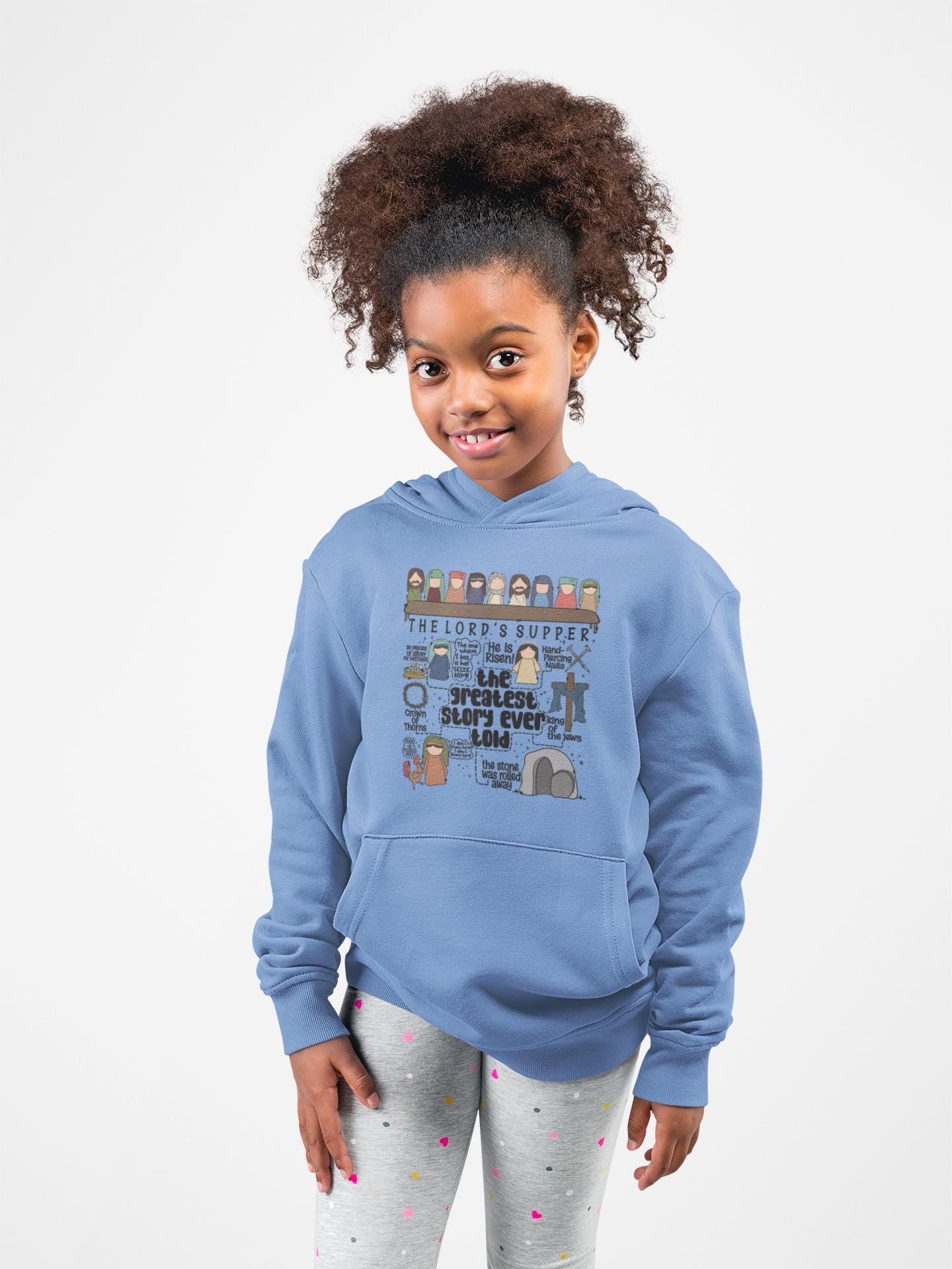 Youth Christian Hoodie – The Greatest Story Ever Told – Kids Bible Story Sweatshirt – Church Youth Hoodie - Christian Gift for Boys & Girls