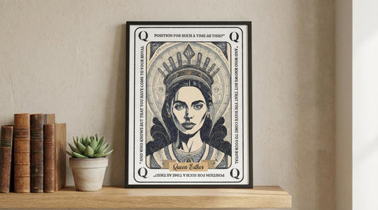 Queen Esther Framed Wall Art Print, For Such a Time as This Bible Verse, Christian Scripture Decor, Inspirational Faith Artwork