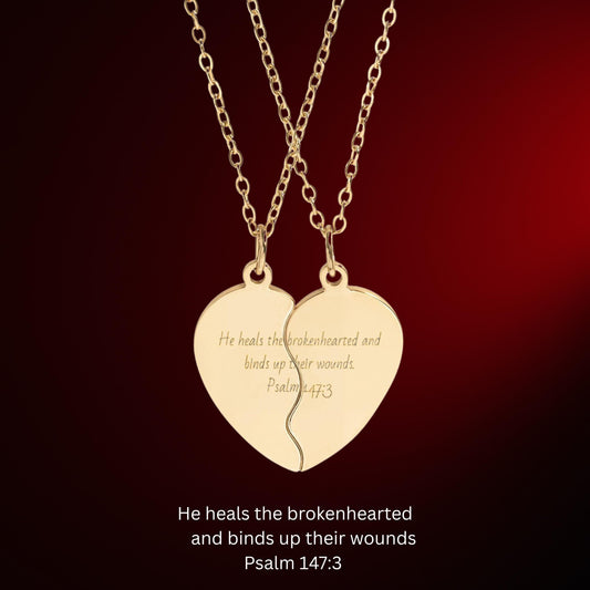 Christian Jewelry | Christian necklace | Gift for Christian Wife | Psalm 147 Broken Heart Necklace