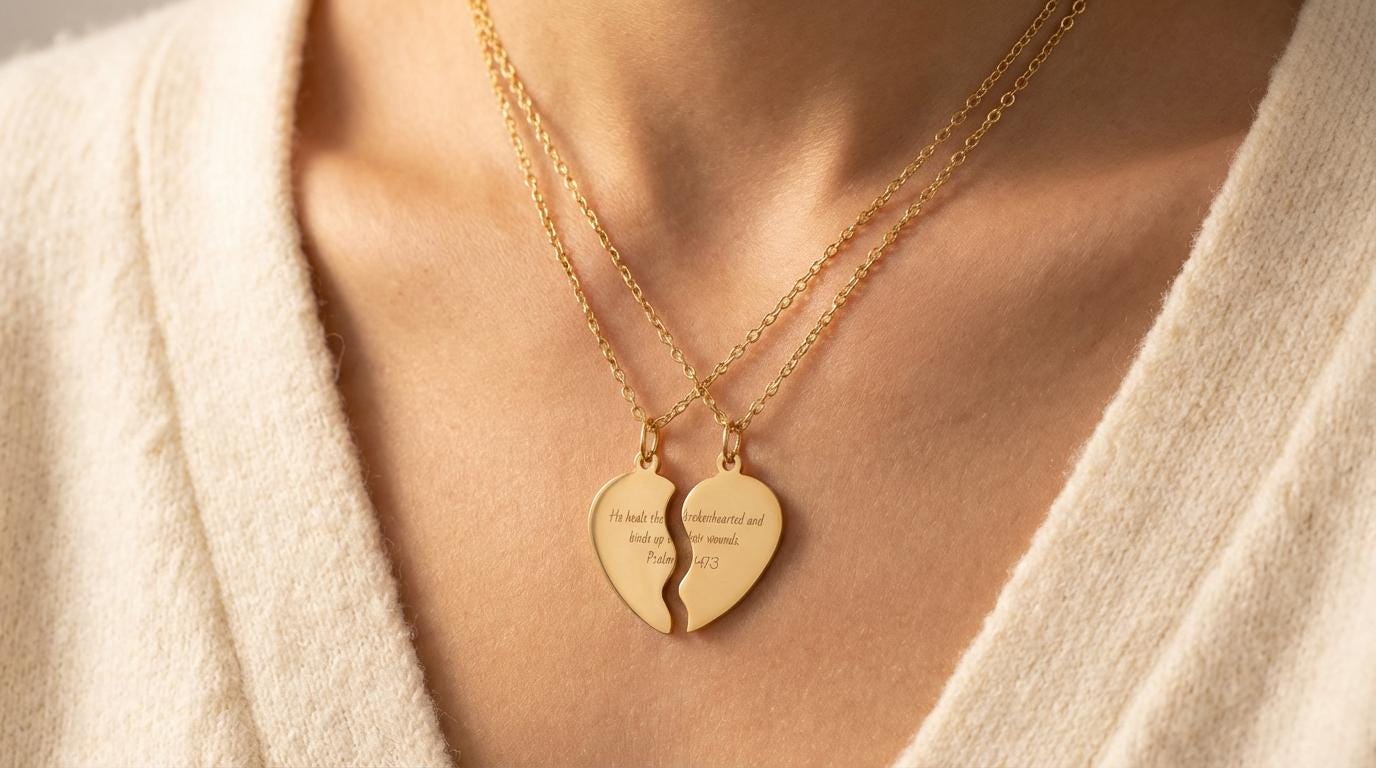 Christian Jewelry | Christian necklace | Gift for Christian Wife | Psalm 147 Broken Heart Necklace
