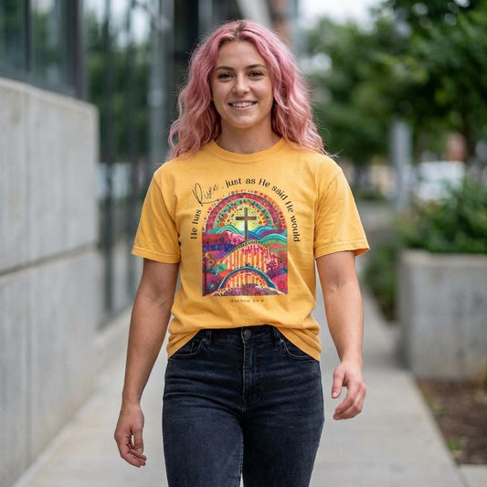He Has Risen T-shirt | Comfort Colors Christian Shirt | Trendy Christian Faith Design | Bible Verse Tee | Christian Easter Shirt