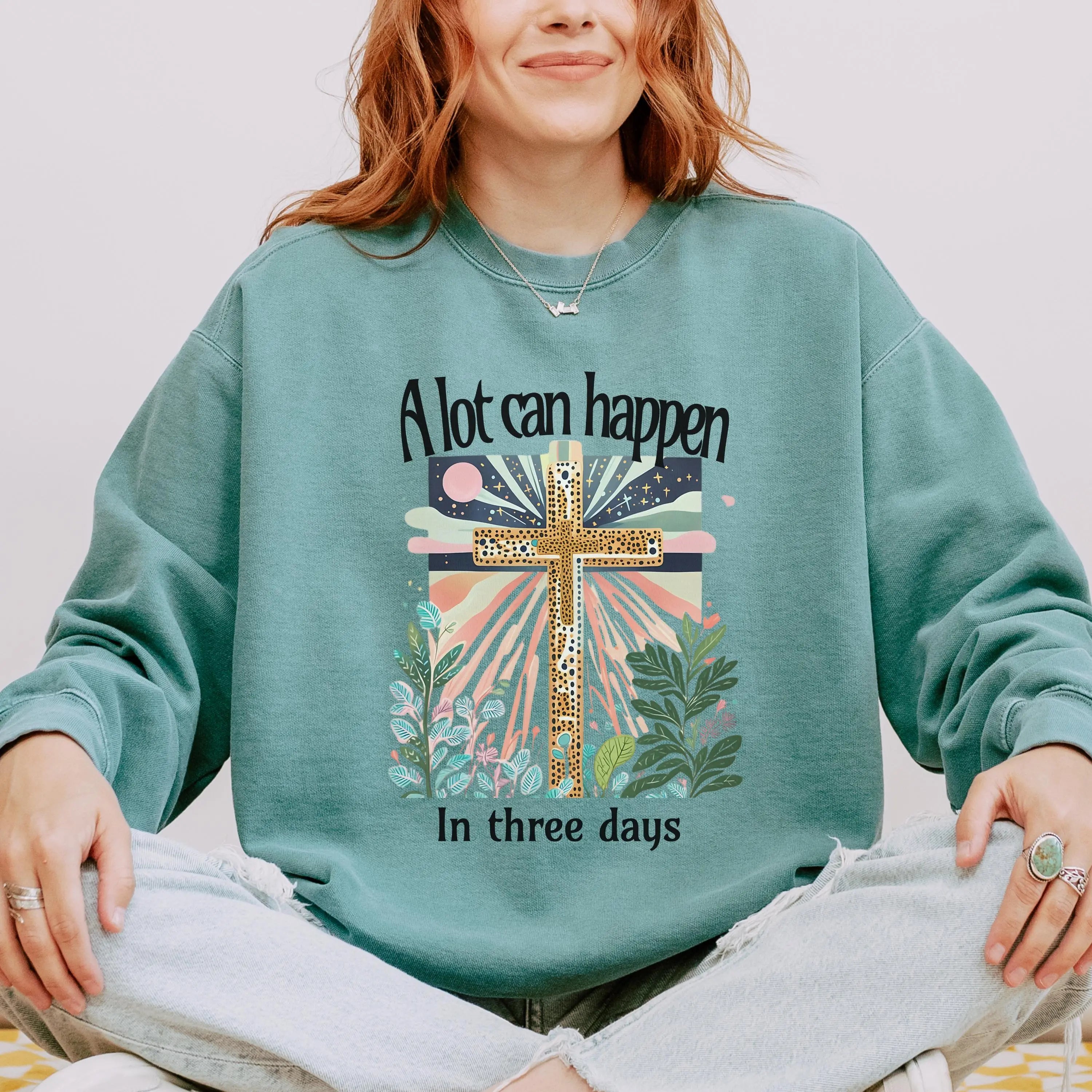 Easter Resurrection Sweatshirt | Womens Christian Faith Apparel | Comfort Colors Faith Crewneck | Easter