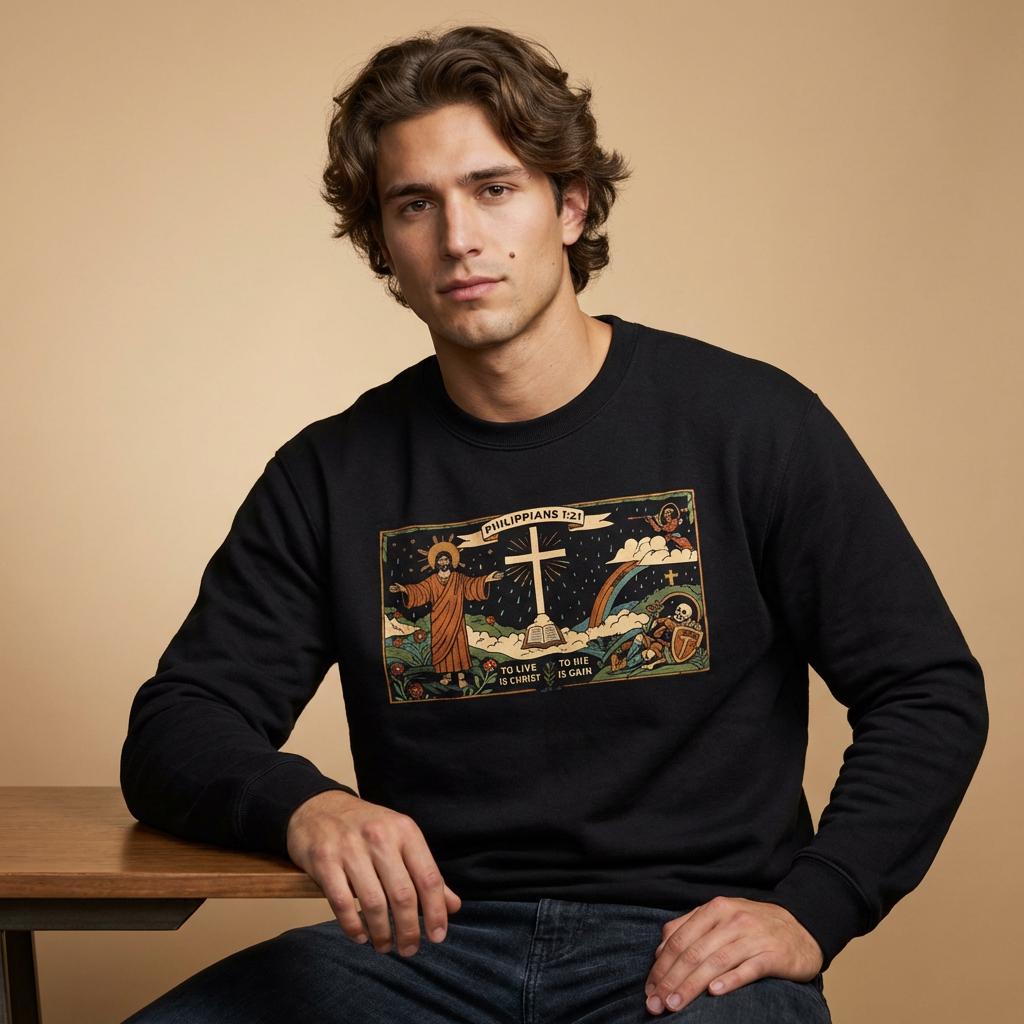 Mens Christian Sweatshirt, Christian Art Apparel, Mens Christian Gift, Jesus Sweatshirt, Bible Verse Sweatshirt