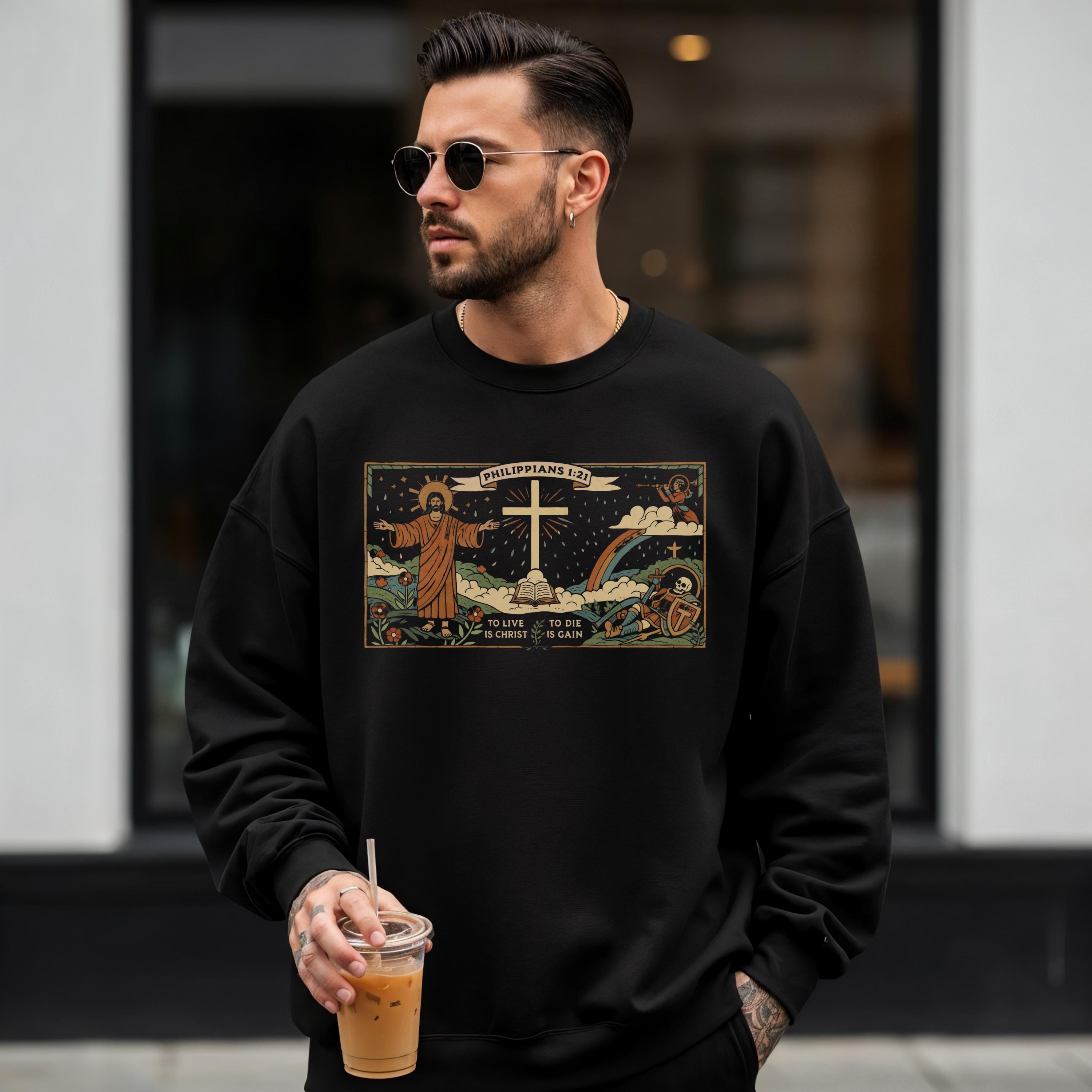 Mens Christian Sweatshirt, Christian Art Apparel, Mens Christian Gift, Jesus Sweatshirt, Bible Verse Sweatshirt