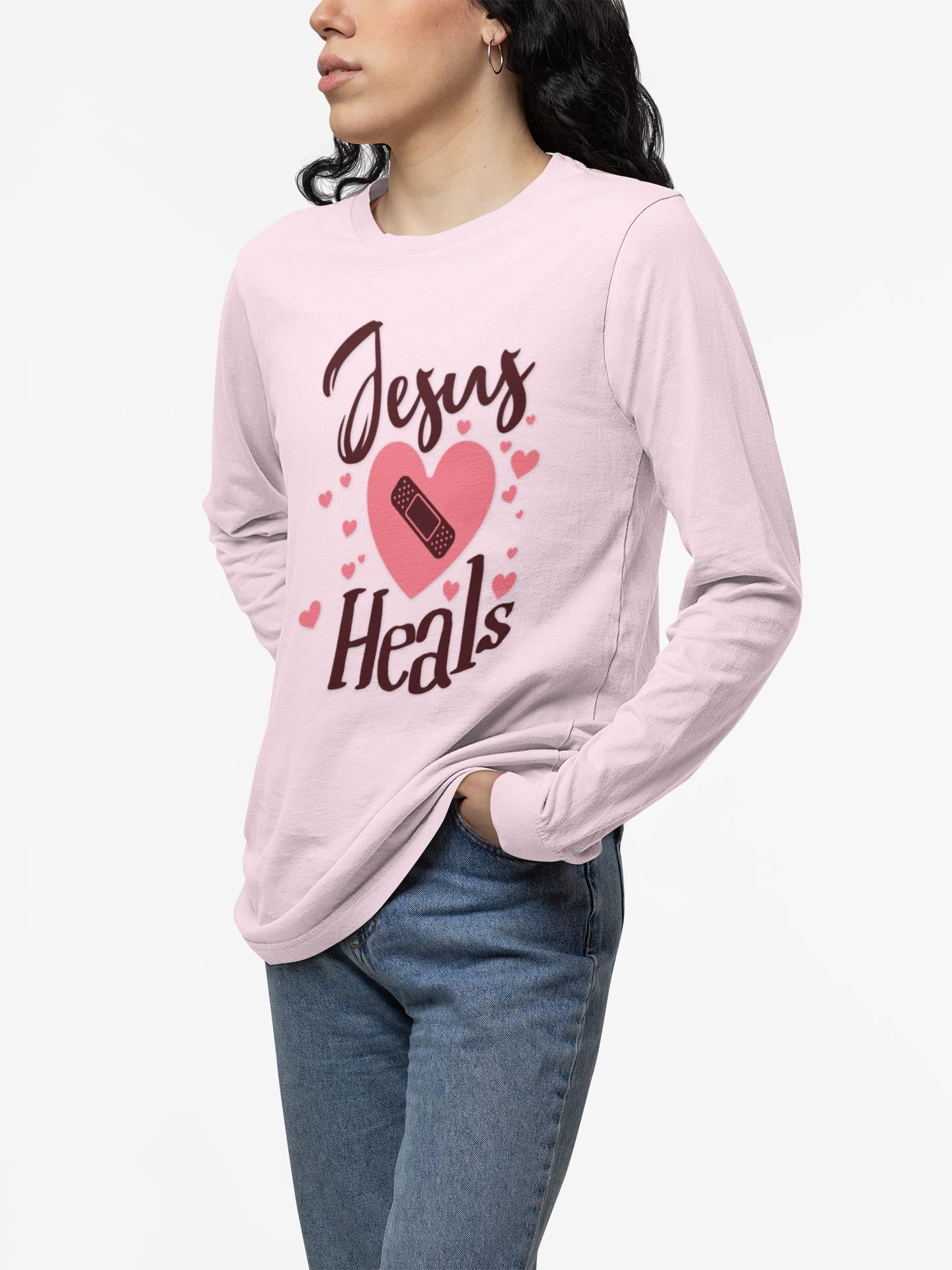 Jesus Heals Christian Long Sleeve Shirt | Faith Based Shirt | Christian Apparel, Gildan Long Sleeve Tee | Christian faith shirt