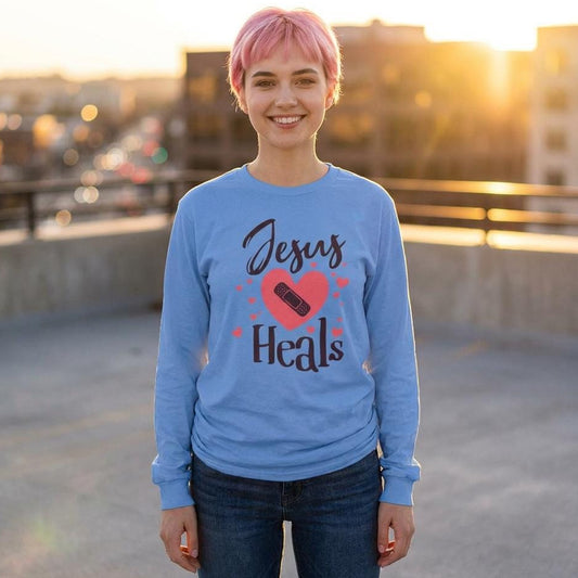 Jesus Heals Christian Long Sleeve Shirt | Faith Based Shirt | Christian Apparel, Gildan Long Sleeve Tee | Christian faith shirt