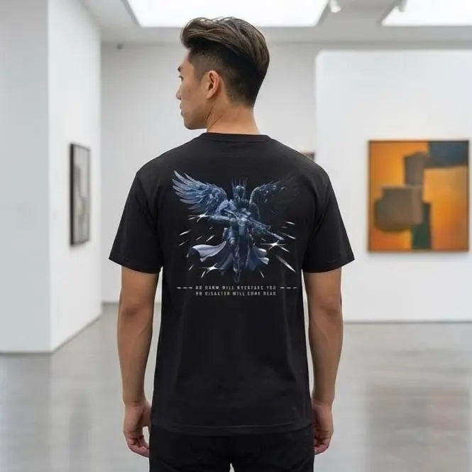 Psalm 91 Guardian Angel Shirt | Christian Graphic Tee | Faith Based Streetwear | Mench Christian Tee | Spiritual Warfare Christian Apparel