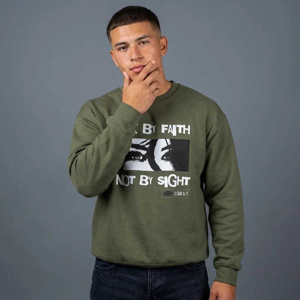 Walk by Faith Sweatshirt , Mens Christian Sweatshirt, Christian Streetwear, Mens Christian Gift, Jesus Sweatshirt, Church Crewneck