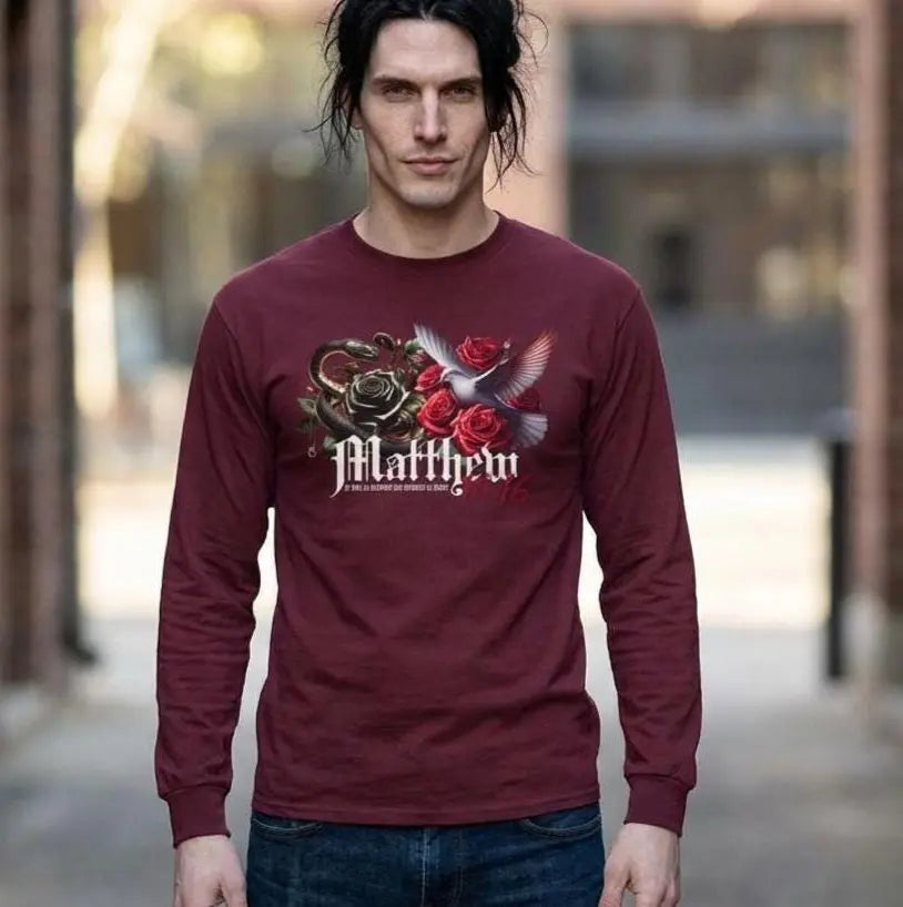 Matthew 10:16 Dove and Serpent Long Sleeve Tee | Scripture Faith Design