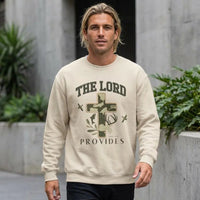 The Lord Provides Faux Patchwork Sweatshirt - Trendy Christian Sweatshirt - Mens Christian Apparel - Gift for Christian Husband