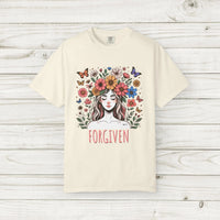 Forgiven Christian Shirt, Floral Faith Tee, Christian T Shirt Women, Bible Verse Shirt, Religious Gift, Comfort Colors 1717 Tee