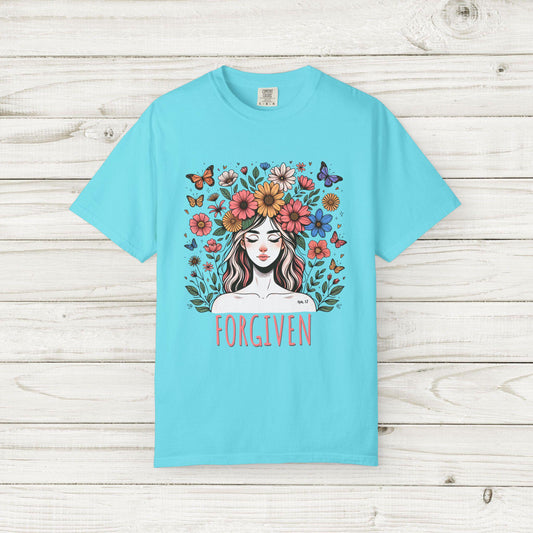 Forgiven Christian Shirt, Floral Faith Tee, Christian T Shirt Women, Bible Verse Shirt, Religious Gift, Comfort Colors 1717 Tee