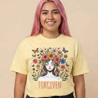Forgiven Christian Shirt, Floral Faith Tee, Christian T Shirt Women, Bible Verse Shirt, Religious Gift, Comfort Colors 1717 Tee