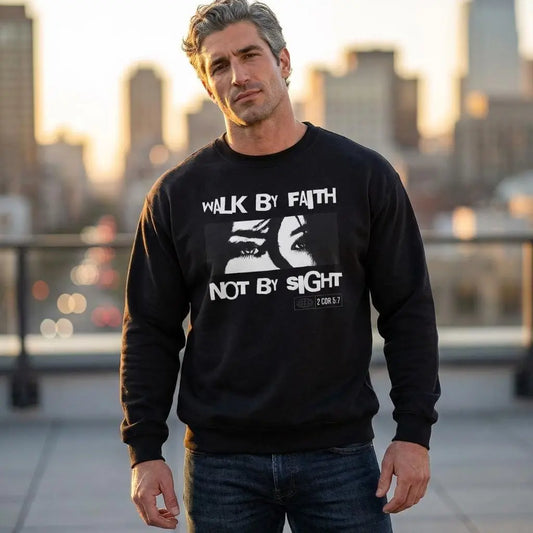 Walk by Faith Sweatshirt , Mens Christian Sweatshirt, Christian Streetwear, Mens Christian Gift, Jesus Sweatshirt, Church Crewneck
