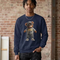 Streetwear Teddy Bear Youth Crewneck Sweatshirt | Hip Hop Bear Graphic