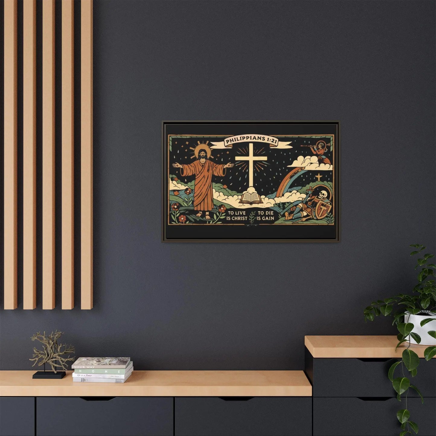 Medieval Christian At | Christian Wall Art | Philippians 1:21 Print | Christian Home Decor