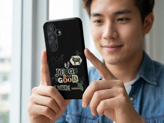 Jesus Phone case | Christian faith typography, camo accents