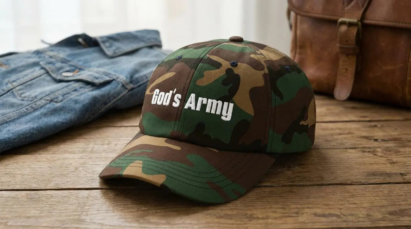 Embroidered Christian Cap | God's Army Camo Cap | Christian Baseball Hat | Religious Faith Gift | Gift for Christian Husband