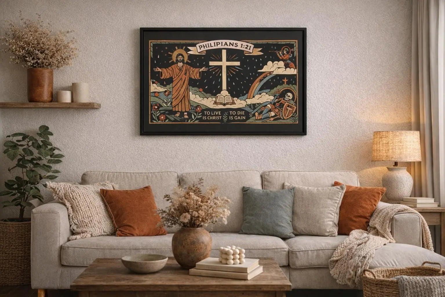 Medieval Christian At | Christian Wall Art | Philippians 1:21 Print | Christian Home Decor