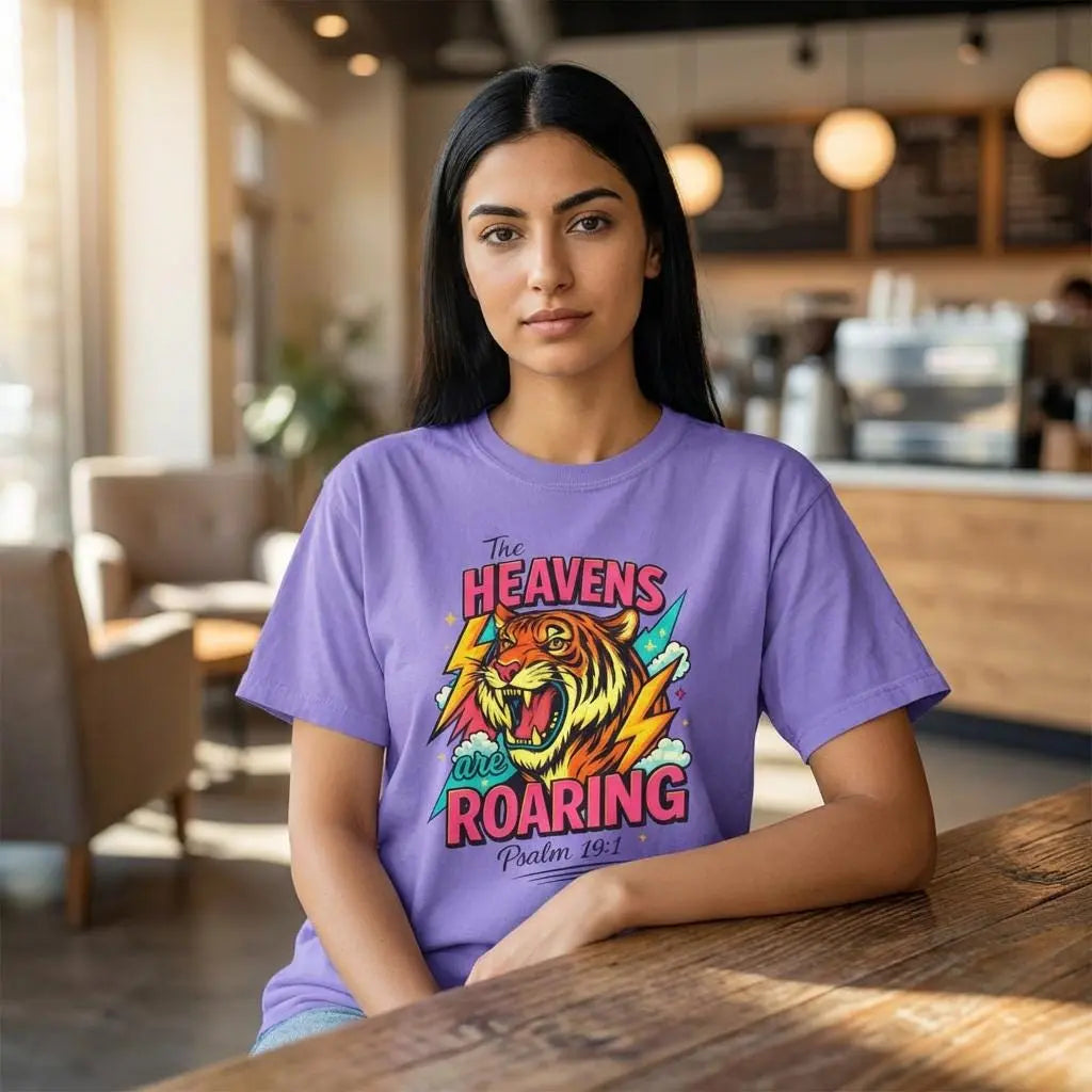 Comfort Colors® Christian Tee | The Heavens Are Roaring T-Shirt | Psalm 19:1 | Womens Christian tee