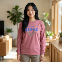 Christian Long Sleeve Shirt “It’s Never Luck, It’s Always Jesus” | Comfort Colors Christian Apparel | Faith-Based Graphic Tee