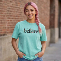 Believe Floral Christian Shirt, John 14:1 Bible Verse Tee, Cute Faith T-Shirt for Women, Minimal Christian Apparel, Gift Idea