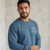 Christian Embroidered Sweatshirt | "Alive in Christ" Crewneck | Faith Based Sweatshirt | Minimal Christian Apparel