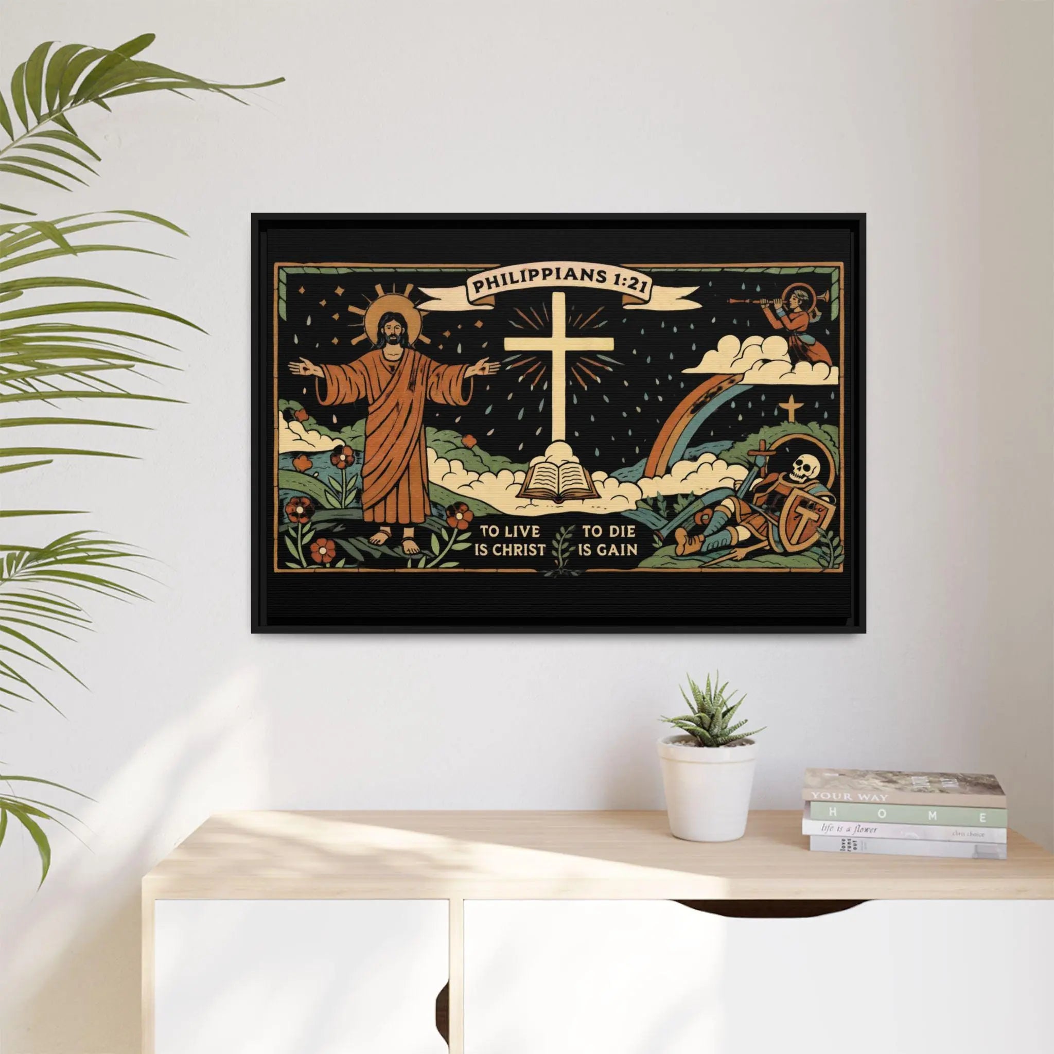 Medieval Christian At | Christian Wall Art | Philippians 1:21 Print | Christian Home Decor