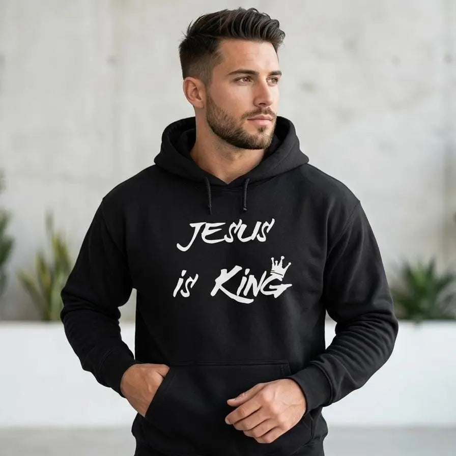 Jesus is King Hoodie | Trendy Mens Christian Apparel | Gift for Youth Pastor | Church Hoodie