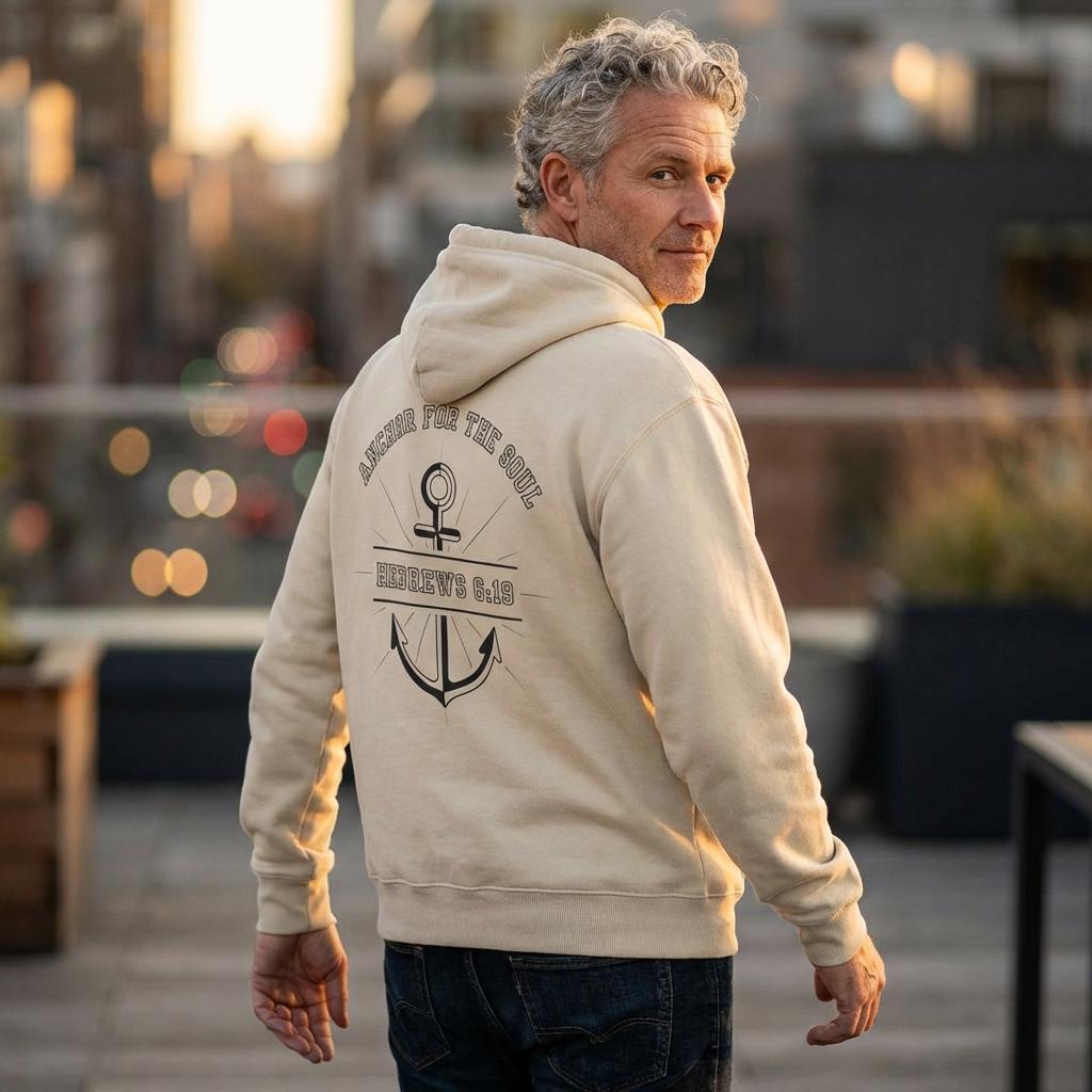 Mens Christian Hoodie, Hebrews 6:19 Anchor Verse, Religious Streetwear Sweatshirt, Church Hoodie, Christian Lake Hoodie