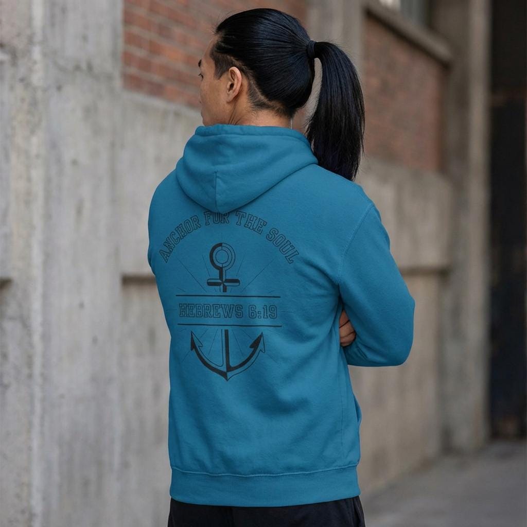 Mens Christian Hoodie, Hebrews 6:19 Anchor Verse, Religious Streetwear Sweatshirt, Church Hoodie, Christian Lake Hoodie
