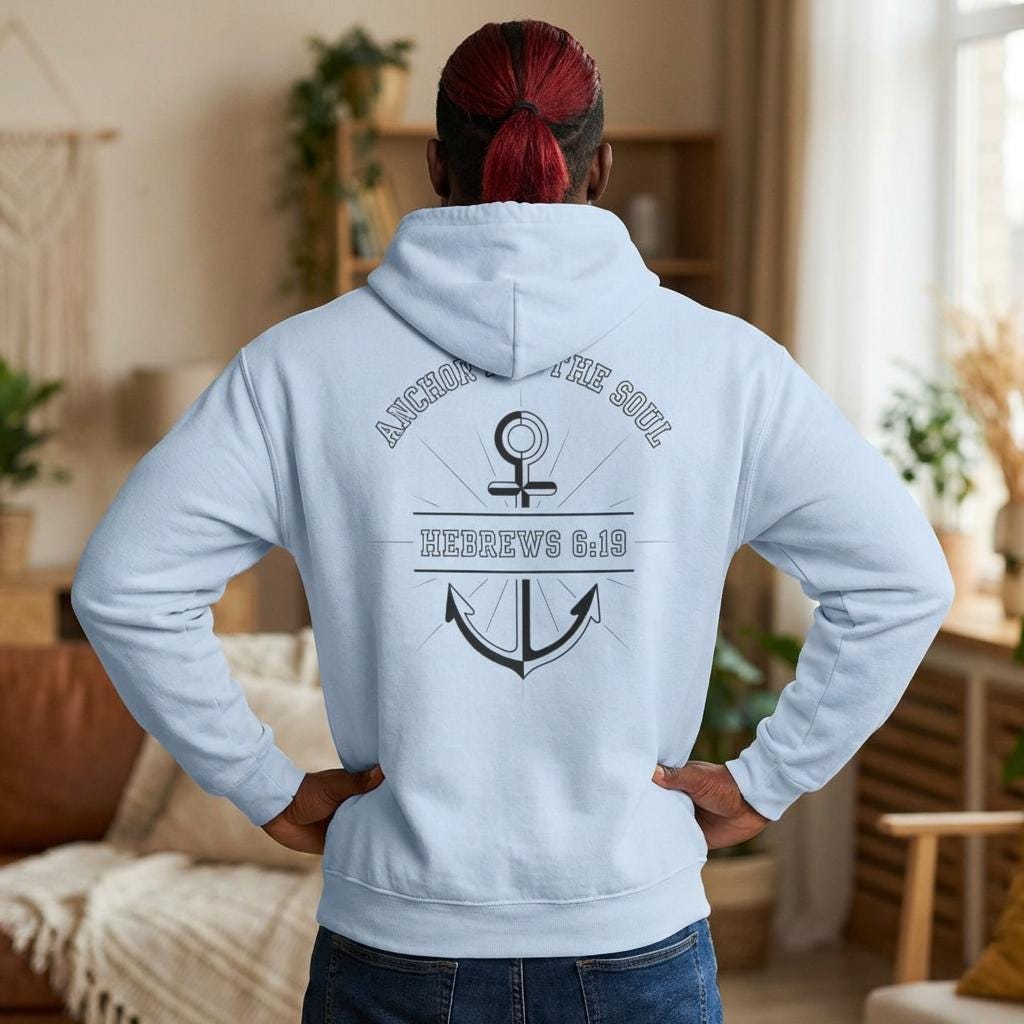 Mens Christian Hoodie, Hebrews 6:19 Anchor Verse, Religious Streetwear Sweatshirt, Church Hoodie, Christian Lake Hoodie