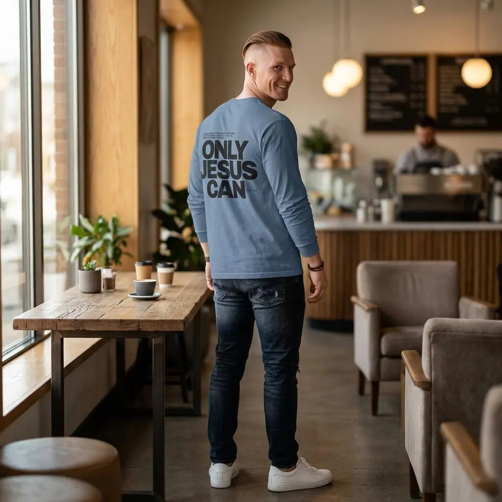 Christian Long Sleeve | Jesus Crewneck | Mens Faith Apparel | Mens Trendy Christian Apparel | Mens Christian Comfort Colors