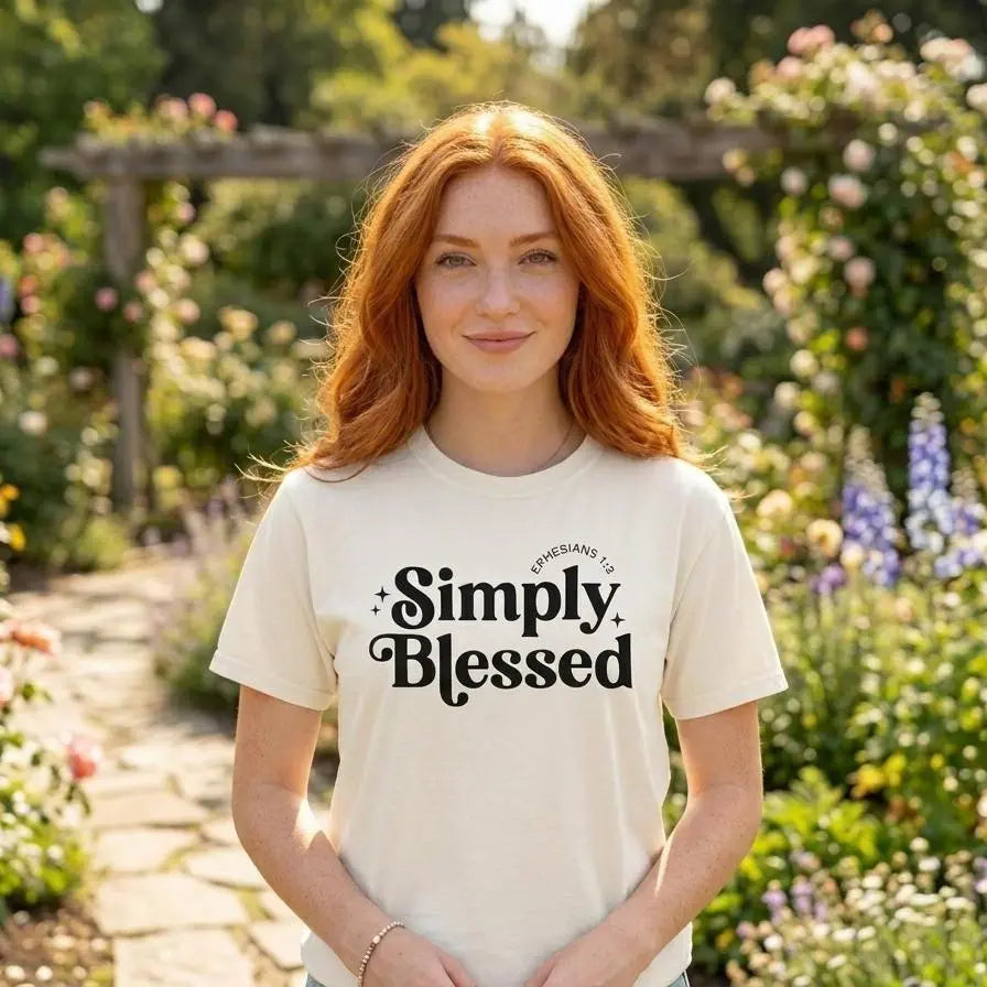 Simply Blessed T-Shirt | Ephesians 1:3 Faith Tee | Christian Comfort Colors 1717 Shirt | Inspirational Bible Verse Tee | Christian Gift