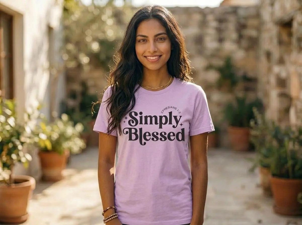 Simply Blessed T-Shirt | Ephesians 1:3 Faith Tee | Christian Comfort Colors 1717 Shirt | Inspirational Bible Verse Tee | Christian Gift