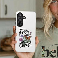 Free in Christ Bible Verse Phone Case | Christian Case iPhone | Christian floral phone case | Religious Phone Case | Faith Phone Case