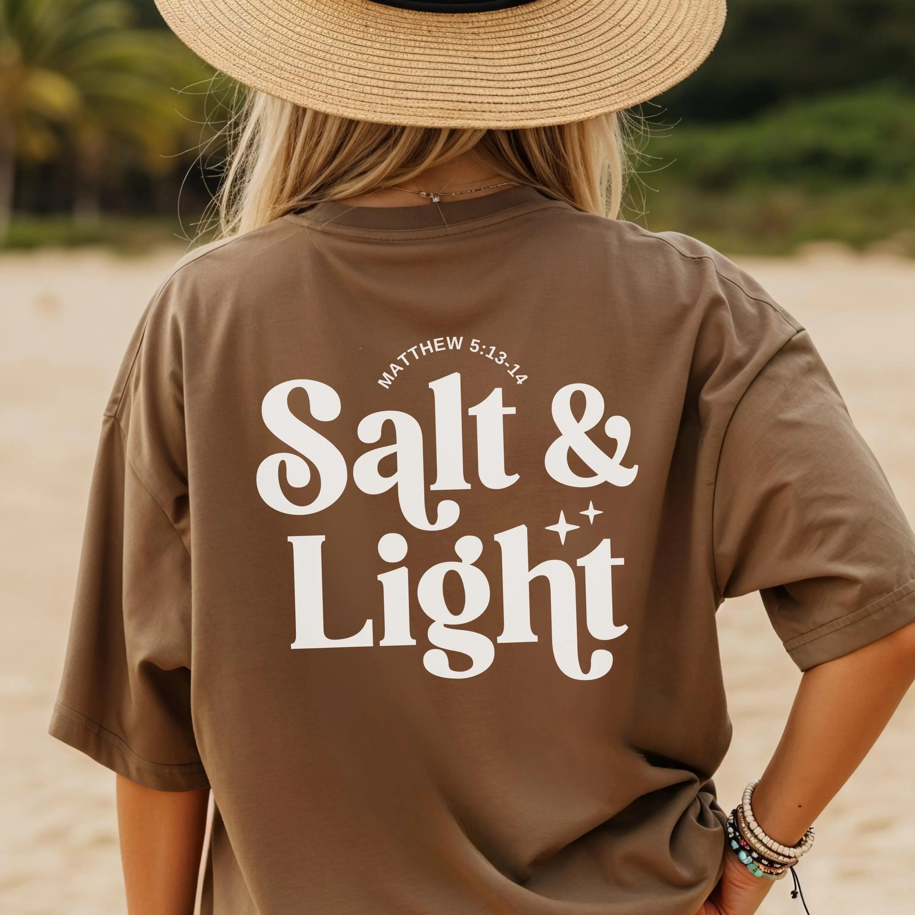Salt & Light Christian T-Shirt | Oversized Faith Tee | Comfort Colors Graphic Shirt | Vintage Washed Christian Apparel | Church Tee