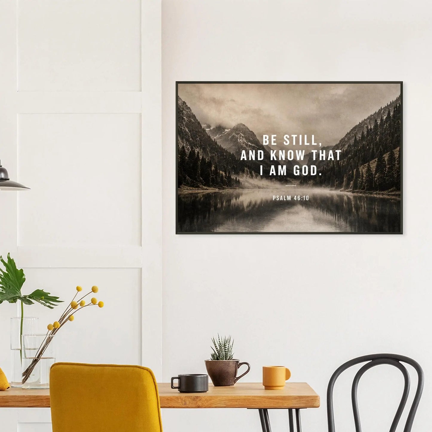 Be Still and Know Framed Wall Art, Psalm 46:10 Poster, Christian Home Decor, Premium Matte Print with Metal Frame, Neutral Living Room Art