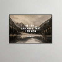 Be Still and Know Framed Wall Art, Psalm 46:10 Poster, Christian Home Decor, Premium Matte Print with Metal Frame, Neutral Living Room Art