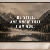 Be Still and Know Framed Wall Art, Psalm 46:10 Poster, Christian Home Decor, Premium Matte Print with Metal Frame, Neutral Living Room Art
