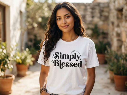 Simply Blessed T-Shirt | Ephesians 1:3 Faith Tee | Christian Comfort Colors 1717 Shirt | Inspirational Bible Verse Tee | Christian Gift
