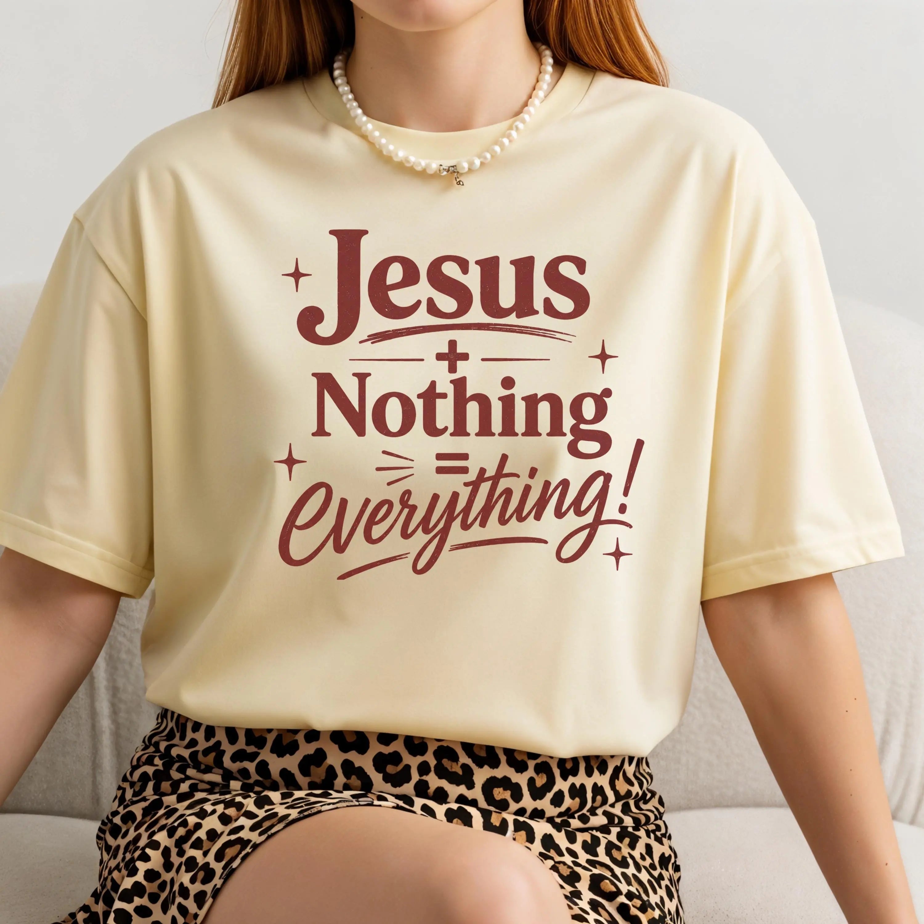 Jesus + Nothing = Everything Shirt, Trendy Christian Tee, Christian Comfort Colors Tee, Faith Based Apparel, Oversized Christian Shirt