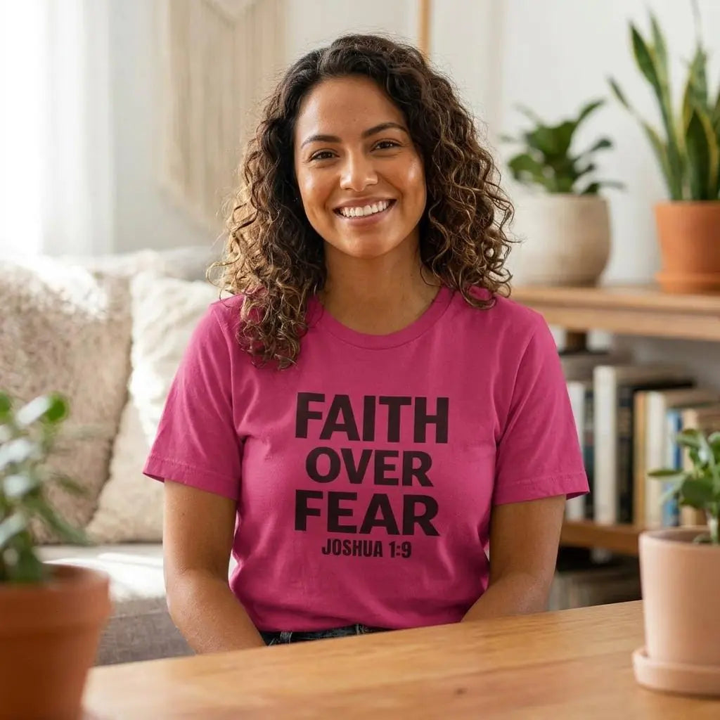 Faith Over Fear Christian Shirt, Joshua 1:9 Tee, Bella Canvas 3001, Bold Faith Shirt, Christian Graphic Tee, Inspirational Gift