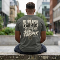 Mens Christian Comfort Colors Shirt | Faith-Based Christian Tee for Men| No Weapon Formed Against Me Shirt | Isaiah 54:17 Christian T-Shirt