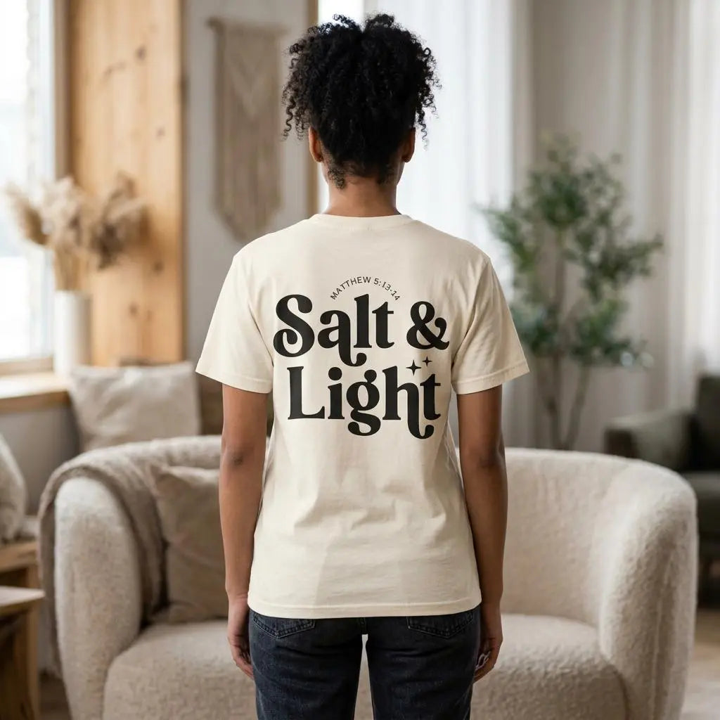 Salt & Light Christian T-Shirt | Oversized Faith Tee | Comfort Colors Graphic Shirt | Vintage Washed Christian Apparel | Church Tee