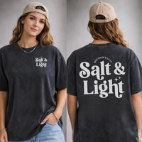 Salt & Light Christian T-Shirt | Oversized Faith Tee | Comfort Colors Graphic Shirt | Vintage Washed Christian Apparel | Church Tee