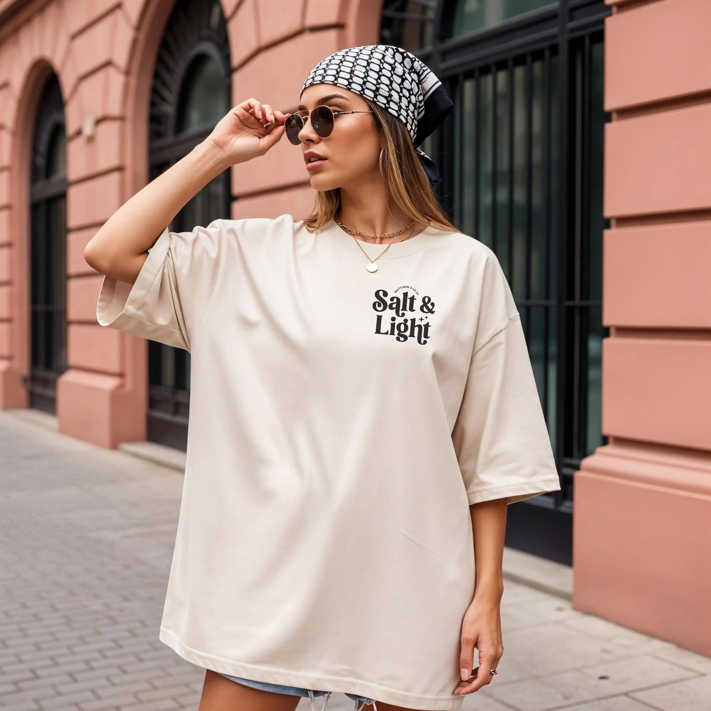 Salt & Light Christian T-Shirt | Oversized Faith Tee | Comfort Colors Graphic Shirt | Vintage Washed Christian Apparel | Church Tee
